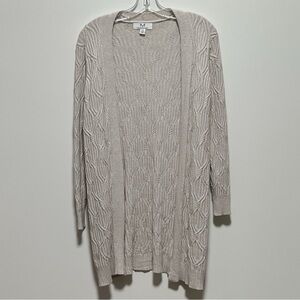 MAGASCHONI Cozy Longline ribbed hem cable-knit Open front Shrug cardigan sweater